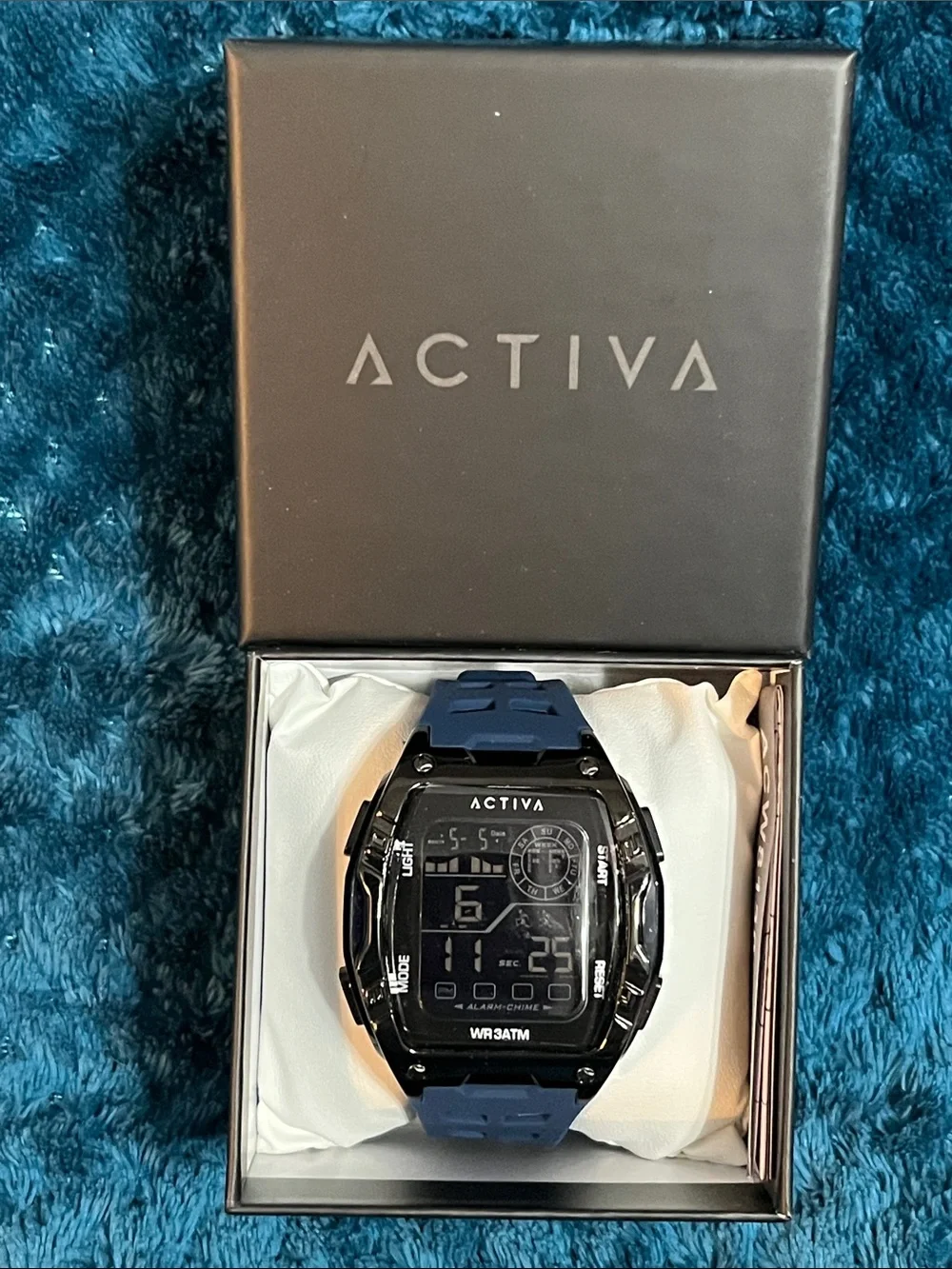 Activa Zalix X Invicta Digital Men's Watch - 46mm, Blue, Black (ACW8130-005)